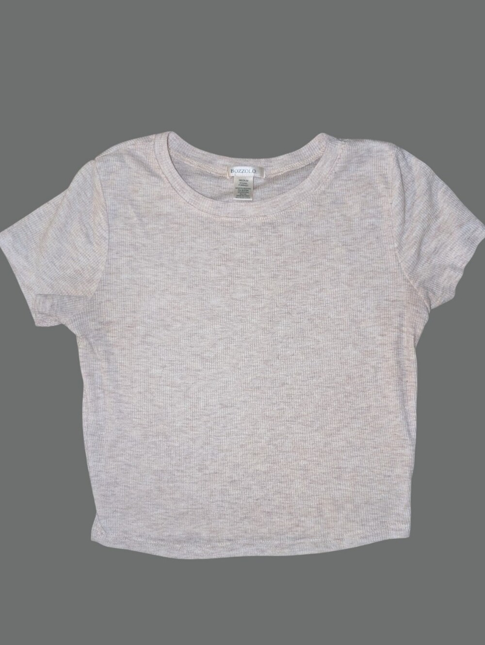 VGUC Bozzolo Short Sleeve Crewneck Tee in Light Beige Ribbed Size Medium